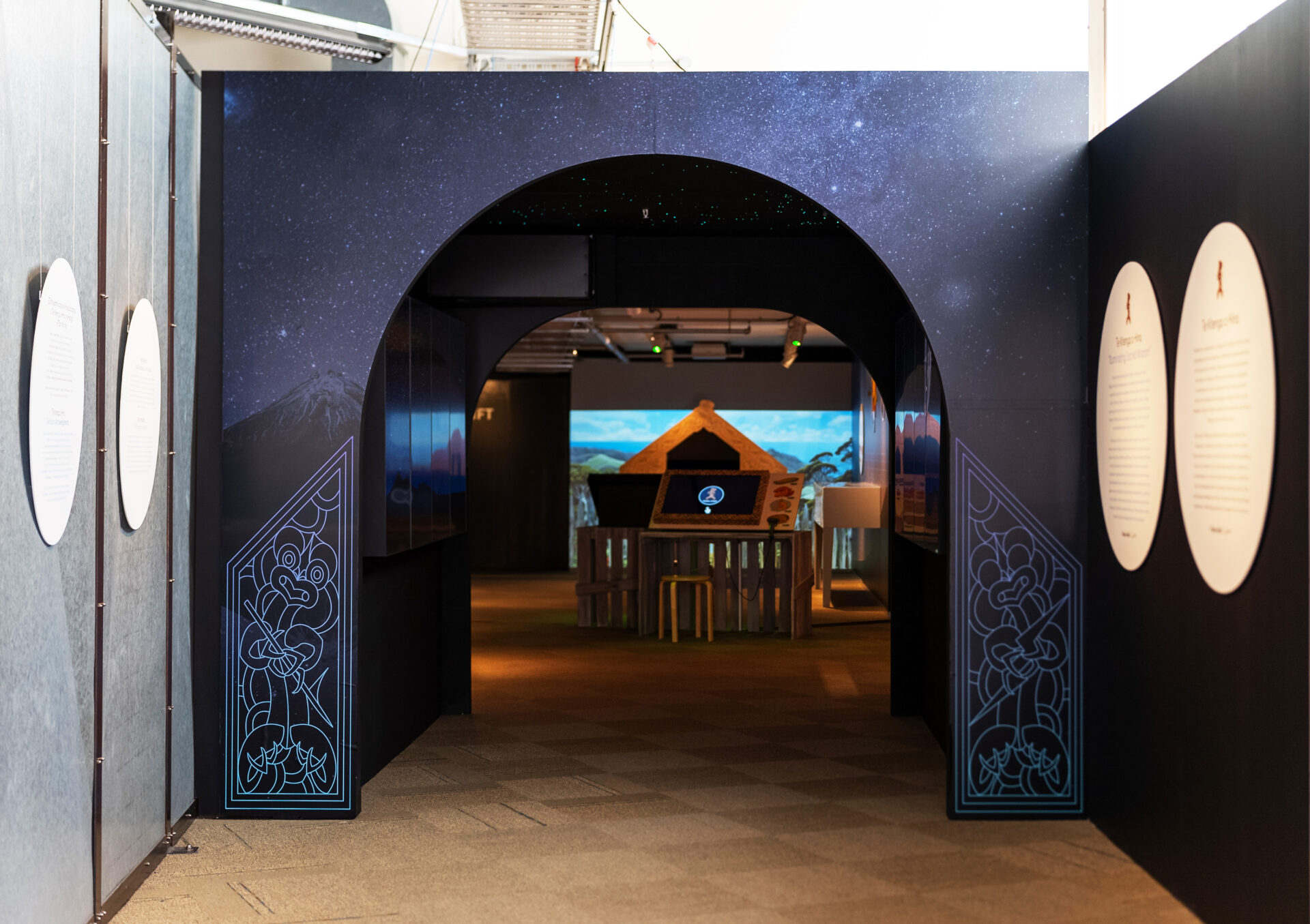 Te Kitenga o Hina Māori lunar calendar tunnel with fibre-optic lights